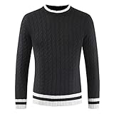 KBUY Herren Strickpullover Pullover mit Rundkragen Feinstrickpullover Männer Pulli für Winter Rundhals-Ausschnitt Slim Fit Longsleeve Langarm Crew Neck Herren Crewneck Cable Sweater Große Größe S-3XL