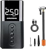 GRUNDIG Luftreifenpumpe, elektrischer Kompressor Mini-Inflator mit wiederaufladbarer 6000mAh Lithium-Batterie Automatische Abschaltung LCD Tragbar Schnurlos für Autos Motorräder B