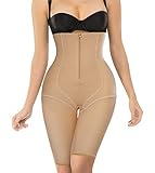 Nebility Damen Taillentrainer Shapewear Reißverschluss & Haken Body Shaper Shorts Hohe Taille Butt Lifter Komfort Oberschenkel Slimmer - Beige - X-Larg