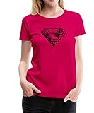 Spreadshirt DC Comics Superman Logo Gezeichnet Frauen Premium T-Shirt, XL, Dunkles Pink