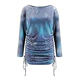 Hirolan Damen Sexy Strick Kleid Mit Wrinkled Langarm Sweatshirts Strick Pullover Dress Kleid Frauen Pulli Kleid Asymmetrischer Ausschnitt Bodycon Kleid Lange Freizeitkleid Winter Herbst Temp