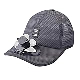 FeiliandaJJ Sommer Baseball Kappe mit Mini Ventilator, USB-Aufladung Mesh Atmungsaktiver Schatten Sonnenschutzhut (Dunkelgrau)