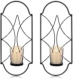 F66enghuijun Bügeleisen-Wand- Kerzenlampen Wandmontierte Kerzenlampenhalter mit Glaskerzen-Sconces- Halter for Wand-Home-Wandkunst (Color : 2 Pcs Black)