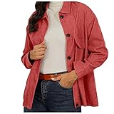 Ackssi Ubergangsjacke fur Damen Sweatshirt Herbst Winter mit Kapuze Outdoorjacke Strickjacke Mode Frauen Einfarbig Knopfhemd Lässige Lose Revers Hängende Gestreifte Jack