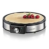 Cloer 6630 Crêpes-Maker, für süße oder herzhafte Crepes mit 30 cm Ø, 1200 W, Antihaftbeschichtung, inkl. Teigverteiler aus Holz und Wender, schw