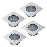 4x Solar-Boden-Einbaustrahler-Leuchte BONO Edelstahl 2x LED 15000K 4lm 2xAAA NiMH 600mAh Garten-Solarwege-Deko-Lampe (4-er Set)