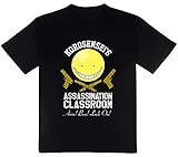 Roffatide Anime Assassination Classroom 100% Baumwolle T-Shirt für Männer Bedrucktes Rundhals-T-Shirt Kurzarm-T-Shirt Schwarz L