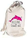 Shirtstreet24 Delfine sind schwule Haie, bedruckter Seesack Umhängetasche Schultertasche Beutel Bag, Größe: onesize,