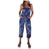 Mode Frauen Tie-Dye Tube Top Büstenhalter Ärmellos Hohe Taille Sieben Overalls Elegant Playsuits mit T