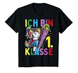 Kinder Einschulung 'Ich bin 1. Klasse' Einhorn mit Schultüte T-S