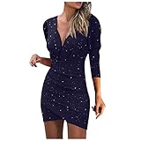 Lässiges, sexy bedrucktes, enges Nachtclub, langärmeliges Kleid, figurbetont, Midi-Bleistiftkleid, gerüscht, sexy Kleider, kurzes Kleid für Frauen, navy, XL