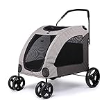 MFFACAI Dog Jogging Stroller Große Haustierwagen für 2 Hunde. Atmungsaktiver Kinderwagen mit 4 Rädern und Stauraum, Haustiere können eintreten (Color : Gray)