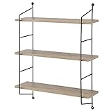 [en.casa] Dekoratives 3-Fach Hängeregal mit stabilem Stahlrahmen in Holz-Optik - 48 x 15