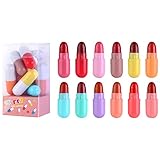 12-farbiger Mini-Matt-Lippenstift, Lippenstift Set Glossy Die Balsam Lip Rouge Einfach Zu Tragen Lippenstift Schimmernder Lipstick für langanhaltenden Glanz & Intensive Farbe,Wasserdichte Lipstick