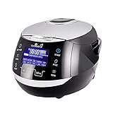Yum Asia Sakura Reiskocher mit Keramikschale und Advanced Fuzzy Logic (8 Tassen, 1,5 Liter), 6 Reiskochfunktionen, 6 Multikocherfunktionen, Motouch LED-Display, 220-240V UK/EU (schwarz und silber)
