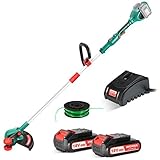 Akku Rasentrimmer 36V, HYCHIKA Rasentrimmer 350 mm Schnittkreis, 2,0 Ah Li-Ion Akku und Ladegerät, Dreh- & Neigbarer Motorkopf Akku-T
