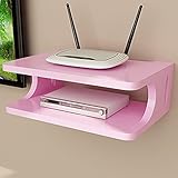 KX&VV Wandregal Wand Wohnzimmerregal Echtholz Schwebende Regale Wohnzimmermöbel, TV Rack Wandhalterung Floating Regal Router Aufbewahrungsbox Pink