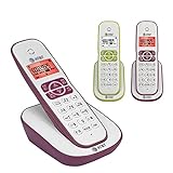 Digitales schnurloses Telefon, 1,6 Zoll leicht lesbares Display mit Hintergrundbeleuchtung, automatische Anrufsperre, erhöhte Lautstärke und Anrufbeantworter (Farbe: 3PCS (2 lila + grün))