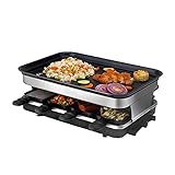 RTYUIO Elektrischer Teppanyaki-Tischgrill, Antihaft-Grillplatte 5 Dateien mit Einstellbarer Temperatur, BBQ-Kochplattengrill – großer elektrischer Gesundheitsg