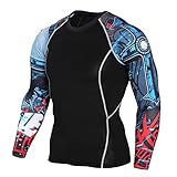 Dasongff Herren Kompressionsshirts Langarm Schnell Trocknend Elastisch Kompression Funktionsshirts Training Fitness Gym Lauf Basketball Jogging Sport Unterhemd T-Shirt Crewneck