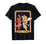 Hell Yeah - Retro Smoking Angel And Devil - Devilish Cupid T-S