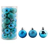 Bestjybt 24 Stück Christbaumkugeln Ornamente bruchsicher Weihnachtsdeko Baumkugeln für Urlaub Hochzeit Party Deko Baum Ornamente Haken enthalten 4cm/1.57' b