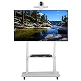MLYY TV Ständer TV Standfuß Weißer Boden-TV-Ständer für 40 50 55 60 65 70 Zoll LCD-LED-Plasma-Flachbildschirme, Rollbarer TV-Wagen mit Halterung und Rädern, Tragkraft 120 kg