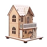 Toddmomy Beleuchtet Weihnachtshaus LED Weihnachtsdorf Häuser Holzhaus mit Beleuchtung Winterdorf Leuchthaus Miniratur Haus Weihnachten Deko Geschenke für Xmas Winter Deko Weihnachtsdek