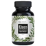 Eisen mit 42mg natürlichem Vitamin C - 180 geschmacksneutrale Kapseln - Premium-Rohstoff: Ferrochel® Eisenbisglycinat in magensaftresistenten Kapseln - hochdosiert, veg