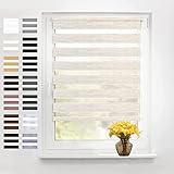 Doppelrollo Klemmfix ohne Bohren, Duo Rollo weiß Transparentes und undurchsichtiges Sichtschutz Rollo mit Klemmträgern für Fenster (Leinen-optik)