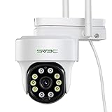 SV3C PTZ Überwachungskamera Aussen WLAN, WiFi Dome Kamera Outdoor, 1080P FHD Kabellose IP WLAN Kamera mit Vollfarb-Nachtsicht, Pan Tilt,Bewegungserkennung, 2-Wege-Audio und SD
