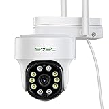 SV3C PTZ Überwachungskamera Aussen WLAN, WiFi Dome Kamera Outdoor, 1080P FHD Kabellose IP WLAN Kamera mit Vollfarb-Nachtsicht, Pan Tilt,Bewegungserkennung, 2-Wege-Audio und SD