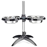 PetTec Futternapf & Wassernapf Hunde erhöht, Futterstation Set 2X Edelstahl Schüsseln, Napfset höhenverstellbar Hunde (groß/mittel), optional mit Anti-Schling-Napf/Hundenapf | 2 x 1,6L | Doggy B