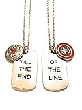 Giulyscreations, Halskette aus Metall, nickelfrei, Captain America und Bucky Barnes, mit Anhänger-Plättchen mit der Gravur 'Till The End of The Line', Avengers-Comic-Sup