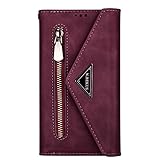 Crossbody Schutzhülle für iPhone 13 (Geldbörse, Geldbörse, mit Trageband, Kreditkartenhalter, 15,5 cm, PU-Leder, mit Reißverschluss, für Damen und Mädchen, R