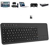 TedGem Wireless Tastatur, Touch Tastatur 2.4G USB Tastatur Wireless Keyboard PC Tastatur USB mit Nano USB Receiver für Laptop/Mac/PC/Android TV (Deutsches Tastaturlayout)