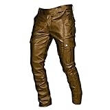PU Faux Leder Biker Hose Herren Hose Vintage Slim Fit Trachtenlederhose Lederhosen Rocker Biker Motorradfahrer Hiphop Faux Lederhose Disco Party Retro Lederjeans Cool Motorradhose Bik