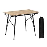 HIXISTO Campingtisch，Klapptisch Outdoor Camping Teleskop-Klapptisch Holzkorn Aluminium-Alumy-Schreibtisch-Garten-Picknick-Grill Selbstfahrender Reisetabelle Garden Table (Color : Dark Khaki)