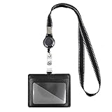 Mczcent Leder Ausweishülle mit Band, Horizontal ID Ausweishalter mit Neck Lanyard Strap, ID Card Badge Holder Kartenhalter Ausweis Jojo mit Badge Reels Schlüsselband für Ausweise Busfahrkarten Hü