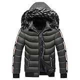 Poryu Winter Daunenjacke Herren，Softshell Warm Hooded FüR Windproof Soft Coat Jacke HerrenlangäRmelige Baumwolljacke Plus GrößEnjacke Warme Oberbekleidung