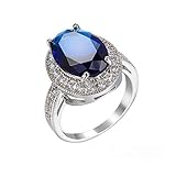 Epinki Trauringe, Freundschaftsringe Simple Zirkonia Blau, Versilbert Pärchen Ringe Schmuck Geburtstag Geschenke für Frauen, Blau, Gr.54 (17.2)