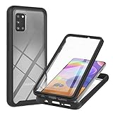 Miagon 360 Grad Stoßfest Schutzhülle für Samsung Galaxy A51,Hybrid Rundumschutz mit Displayschutz und Silikon TPU Bumper Full Schutz,Schw