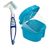 Ohomr Zahnersatz- Cleanning Set, Zahnprothesen Box mit Prothesenbürste Gebissreinigungskoffer Container B