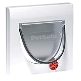 PetSafe Staywell Klassische Katzenklappe, 4 manuelle Verschluss-Optionen, Für Holz, Glas, PVC, Ziegelwände mehr als 5 cm dick, Ohne Tunnel, Tunnel seperat erhältlich, Katzen bis 7 kg, weiß