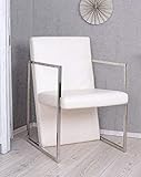 Klassischer Desinger Sessel Strauss Weiss im Art Deco Stil Chrom CID005 Palazzo Exk