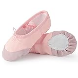 Soudittur Ballettschuhe Mädchen Tanzschuhe Ballerinas Damen Ballettschläppchen Kinder Geteilte Ledersohle in Rosa in Gr. EU 29