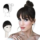 FESHFEN Clip in Bangs 100% Remy Echthaar One Piece Clip in Pony Fringe Bang Extension Verlängerung natürliche Haarteil für Frauen und Mädchen, 12g