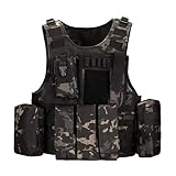 HUNTVP Taktische Weste Softair Weste Wasserdicht Paintball Weste Einstellbar Einsatzweste Tactical Vest für CS Spiele militärisch Fans Outdoor Wandern Bergsteigen Trekking - Camouflag
