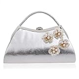 Abendtasche Damen Clutch Hochzeit Handtasche Shell Blume Zubehör Frauen Abendtaschen Griff Kette Schulter Messenger Bags-Ym1166Silb