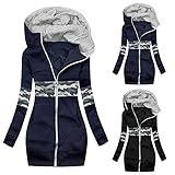 Winterjacke Damen Lang,Damen Regenjacke Wasserdicht Atmungsaktiv Windbreaker Übergangsjacke Lang Gefüttert Regenmantel mit Fleece-Innenfutter Große Größe Regenponcho Fleecejacke Kapuze Winterjack